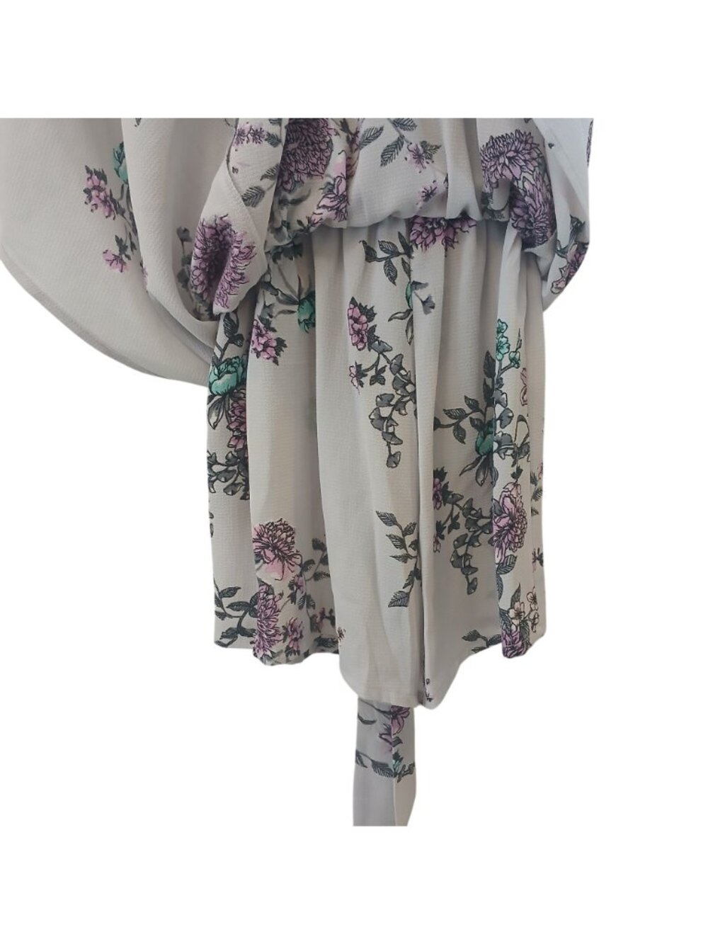 Candies Floral Maxi Romper Sz S Dress Purple V-Neck Belted Flutter Sleeves #H34 - Picture 3 of 13